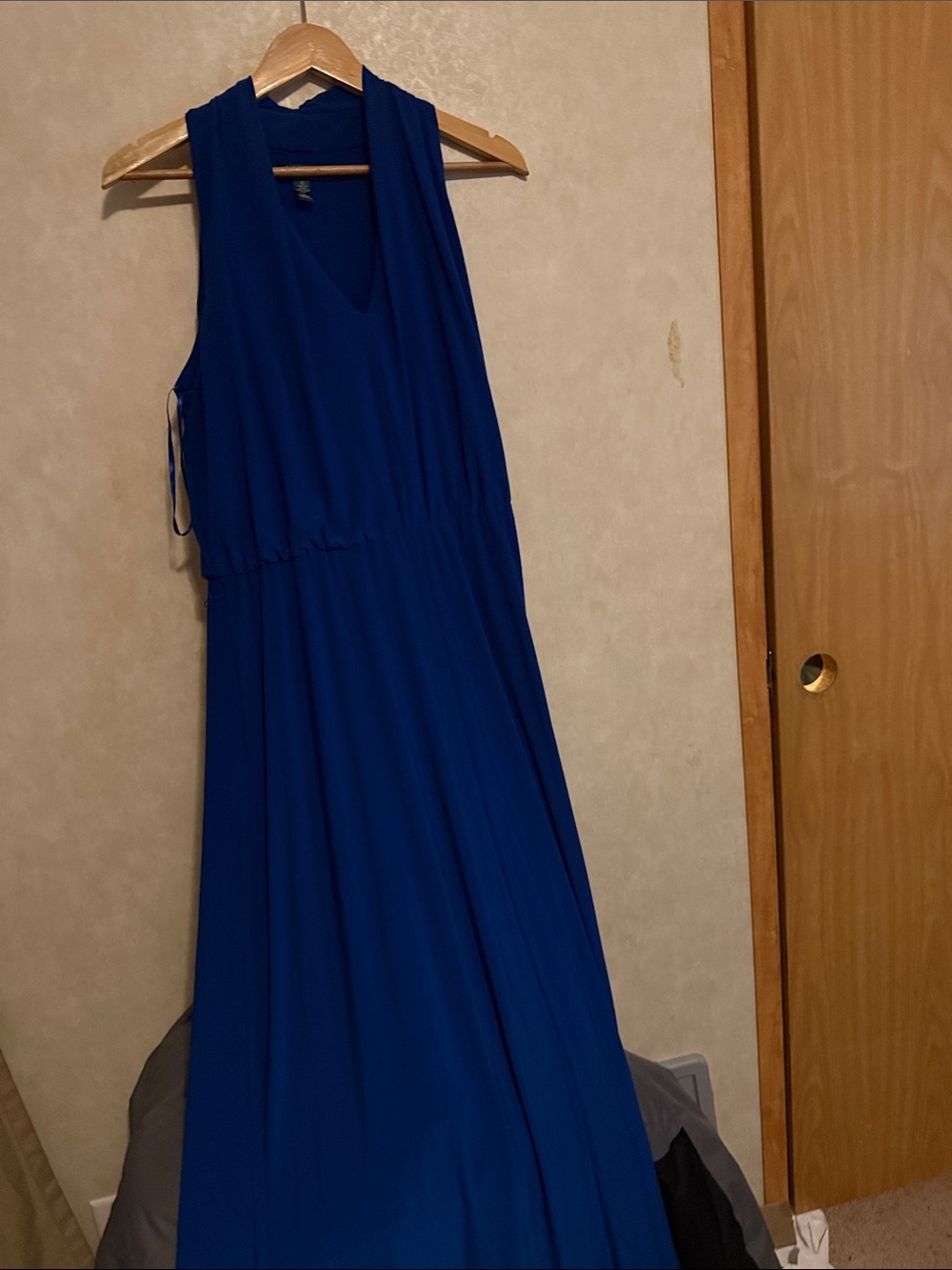 Lauren Ralph Lauren royal cobalt blue sleeveless matte jersey maxi dress